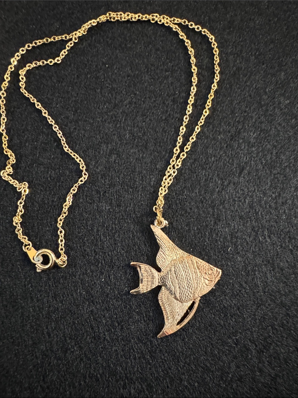 Gold Angelfish Pendant Necklace - Delicate Fish Charm